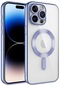 iPhone Uyumlu 14 Pro Kılıf Şeffaf Renkli Yumuşak Kamera Lens Korumalı Magsafe Şarj Kapak Demre - Lila