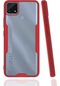 Ekılıf - Realme C25 Uyumlu Kılıf Kenarı Renkli Arkası Şeffaf Parfe Kapak - Kırmızı