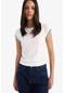 Defacto Slim Fit Dar Kesim Bisiklet Yaka Ribana Kısa Kollu Tişört E6992ax25sper105 Ekru