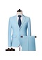Ikkb Erkek Business Casual İki Düğmeli Takım Elbise İki Parçalı Takım Açık Mavi