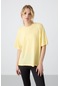 Tommy Life Sarı Penye Modal Yumuşak Tuşeli Oversize Fit Basic Kadın T-shirt- 97285 Sarı