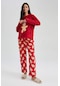 Defacto Fall in Love Yılbaşı Temalı Uzun Kollu Polar Pijama Takımı A3369AX23WNRD286