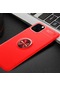 Noktaks - iPhone Uyumlu 11 Pro Max - Kılıf Yüzüklü Auto Focus Ravel Karbon Silikon Kapak - Kırmızı