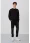 Tommy Life 85120 Casual O Yaka Lastik Paça Pamuklu Oversize Erkek Eşofman Takımı - Siyah
