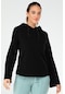 Siyah Regular Pamuklu Kapüşonlu Kadın Sweatshirt Sc1176 Siyah