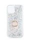 Noktaks - İphone 12 Mini Uyumlu - Kılıf Yüzüklü Simli Sıvılı Milce Kapak - Gümüş