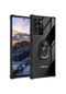 Kilifone - Samsung Uyumlu Galaxy Note 20 Ultra - Kılıf Yüzüklü Arkası Şeffaf Koruyucu Mola Kapak - Siyah
