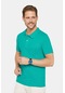 Erkek Slim Fit Dar Kesim %100 Pamuk Düz Pike Yeşil Polo Yaka Tişört-30579 Yeşil