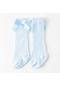 Mavi Bebek Diz Üstü Çorap Beyaz Sevimli Yay Infent Çorap Yenidoğan Çocuklar İçin Örgü Çorap Kızlar Ve Erkekler İçin