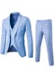 Ikkb Erkek İş Gündelik Elbise Takım Elbise 3 Parçalı - Açık Mavi