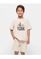 Çocuk Newyork Baskılı Pamuklu Tshirt Bej