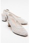 Lopa Beyaz Örme Kadın Topuklu Ayakkabı
