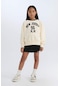 DeFacto Kız Çocuk 2'li Takım Baskılı Sweatshirt Şort Etek D6454A8NSER134 Ekru
