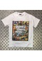 Gta, Oyun Baskılı Unisex %100 Pamuk Beyaz T-shirt Beyaz