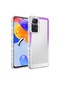 Ekılıf - Xiaomi Redmi Note 11 Global Uyumlu - Kılıf Simli Ve Renk Geçiş Tasarımlı Lens Korumalı Park Kapak - Mor-beyaz