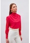 Sateen Drape Detaylı Bluz - Mercan-131805 MERCAN
