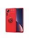 Mutcase - Xiaomi Uyumlu Mi 12 - Kılıf Yüzüklü Auto Focus Ravel Karbon Silikon Kapak - Kırmızı