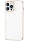 iPhone Uyumlu 13 Pro Max Kılıf Lopard Parlak Kenarlı Altın Işlemeli Kamera Korumalı Kapak Bark - Beyaz