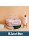 Bruce 1000ml Taşınabilir Bento Kutusu Mikrodalga Yemek Takımı Yemek Depolama Devri-1l Pembe