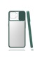 Mutcase - Oppo Uyumlu A73 - Kılıf Slayt Sürgülü Arkası Buzlu Lensi Kapak - Koyu Yeşil