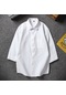 Ikkb Kore Tarzı Gündelik Düz Renk Erkek Kısa Kollu Gömlek - Beyaz