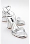 Luvishoes Posse Gümüş Metalik Kadın Topuklu Ayakkabı