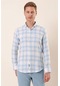 Koyu Mavi Uzun Kollu Kareli Cepsiz %100 Pamuk Klasik Slim Fit Dar Kesim Gömlek 1004230176-koyu Mavi