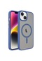 Mutcase - İphone Uyumlu İphone 13 - Kılıf Arkası Mat Kablosuz Şarj Destekli Flet Magsafe Kapak - Mavi