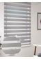 Geniş Pliseli Açık Gri Renk Zebra Perde Premium Dayanıklı Alüminyum Kasa Açık Gri