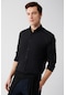 Avva Erkek Siyah Gömlek Düğmeli Yaka Seersucker Pamuklu Comfort Fit Rahat Kesim  A32Y2071