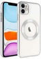 iPhone Uyumlu 11 Kılıf Wireless Şarj Özellikli Sert Pc Lopard Riksos Magsafe Kapak - Gümüş