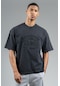 Maraton Sportswear Oversize Erkek Bisiklet Yaka Düşük Kol Basic Siyah T-shirt 22669-siyah