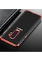 Noktaks - Samsung Galaxy Uyumlu A6 Plus 2018 - Kılıf Dört Köşesi Renkli Arkası Şefaf Lazer Silikon Kapak - Kırmızı