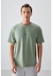 Tommy Life Açık Yeşil Pamuklu Kalın Yumuşak Dokulu Oversize Fit Baskılı Erkek T-shirt - 88373 CAMEL