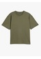 Koton Basic Bisiklet Yaka Pamuklu Tok Kumaş Kısa Kollu Oversize Tişört Haki 5sam10014hk Haki