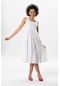 Kolsuz Şile Bezi Şule Midi Boy Fırfır Detaylı Yazlık Elbise Beyaz Byz-beyaz