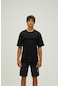 Title Oversize T-shirt Siyah Baskılı Erkek Tişört-siyah