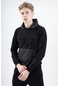 Maraton Sportswear Regular Erkek Kapşonlu Düşük Kol Basic Siyah Sweatshirt 21832-siyah