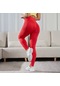 Kırmızı Kadın Düz Renk Yüksek Belli Dar Kesim Kalça Kaldırma Spor Fitness Yoga Tayt Pantolon