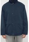 Unisex Moda Şık Regular Ceket Yaka Standart Düz Astarlı Regular Fit Kadife Yaka Detaylı Mont Lacivert
