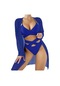 Üç Parçalı Moda Şal Deniz Spa Bikini Kadın Mayo Mavi