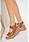 Fox Shoes U312252209 Taba Kalın Tabanlı Kadın Sandalet Taba-suni Deri Taba