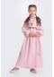 Pembe Müslin Kumaş Bebe Yaka Kız Çocuk Uzun Kol Elbise 1679 Pembe