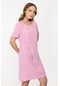 Ekol Kadın Yanı İşlemeli Sıfır Yaka Elbise 4048 Pink