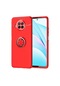 Noktaks - Xiaomi Uyumlu Xiaomi Mi 10t Lite 5g - Kılıf Yüzüklü Auto Focus Ravel Karbon Silikon Kapak - Kırmızı