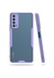Tecno - Huawei P Smart 2021 Ppa-lx2 - Kılıf Kenarı Renkli Arkası Şeffaf Parfe Kapak - Mor