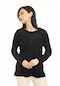 Yeni Sezon Kadın Orta Yaş ve Üzeri Yeni Model Yuvarlak Yaka Likralı Anne Penye Bluz 30540-siyah