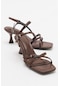 Luvishoes Nebel Kahve Cilt Kadın Topuklu Sandalet