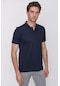Erkek Lacivert Basic Düz Pamuk Slim Fit Dar Kesim Kısa Kollu Polo Yaka Tişört