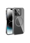 Mutcase - İphone Uyumlu İphone 15 Pro Max - Kılıf Standlı Kablosuz Şarj Destekli Klon Kapak - Gümüş